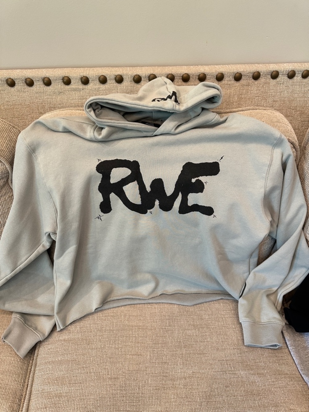 Overtime Kids' Light Gray Cropped Hoodie with Black Logo